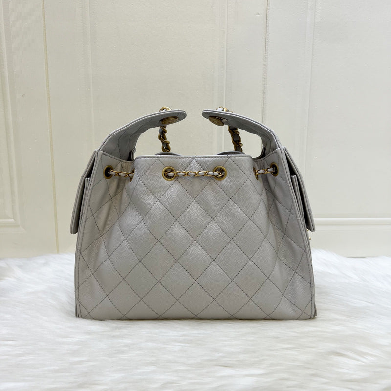 [Unused - June 2025] Chanel 25 Small Hobo Bag in Grey Caviar and AGHW (Model: AS5293)