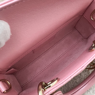 Dior Micro Lady D-Joy Bag in Iridescent Pink Lambskin and LGHW