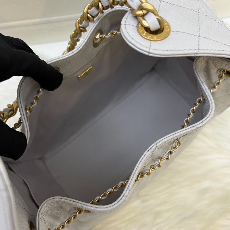 [Unused - June 2025] Chanel 25 Small Hobo Bag in Grey Caviar and AGHW (Model: AS5293)