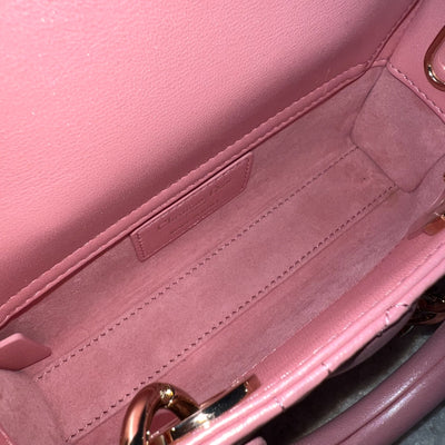 Dior Micro Lady D-Joy Bag in Iridescent Pink Lambskin and LGHW