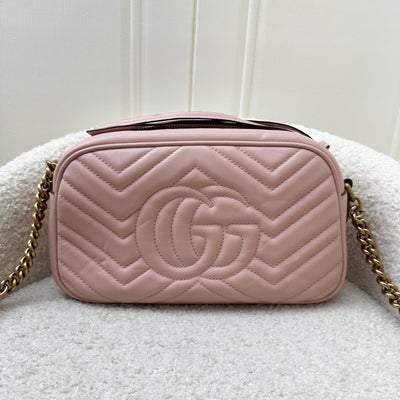 Gucci Marmont Small Camera Bag in Dusty Pink Calfskin and AGHW