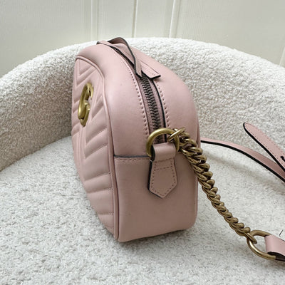 Gucci Marmont Small Camera Bag in Dusty Pink Calfskin and AGHW