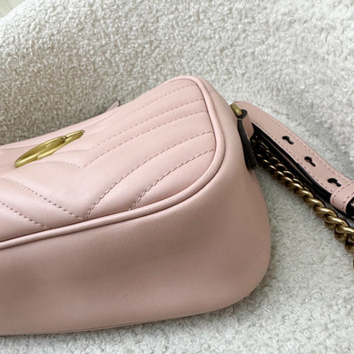 Gucci Marmont Small Camera Bag in Dusty Pink Calfskin and AGHW