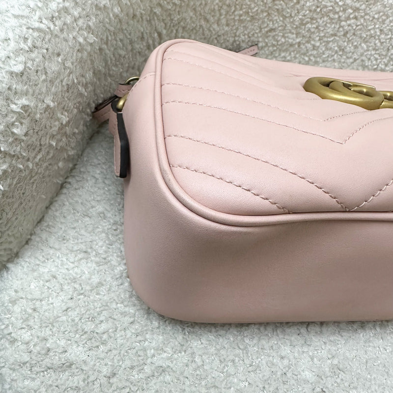 Gucci Marmont Small Camera Bag in Dusty Pink Calfskin and AGHW