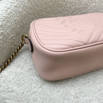 Gucci Marmont Small Camera Bag in Dusty Pink Calfskin and AGHW