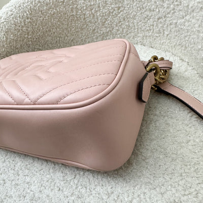 Gucci Marmont Small Camera Bag in Dusty Pink Calfskin and AGHW