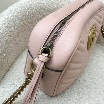 Gucci Marmont Small Camera Bag in Dusty Pink Calfskin and AGHW