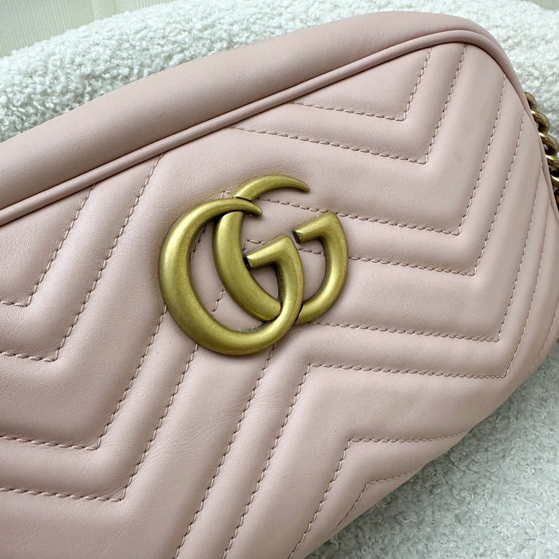 Gucci Marmont Small Camera Bag in Dusty Pink Calfskin and AGHW