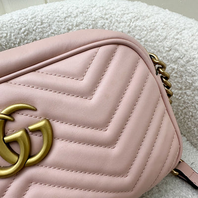 Gucci Marmont Small Camera Bag in Dusty Pink Calfskin and AGHW