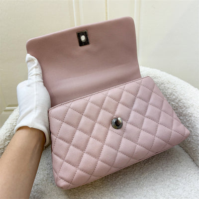 Chanel Small (24cm) Coco Handle in Pink Caviar and RHW (Model: A92990)