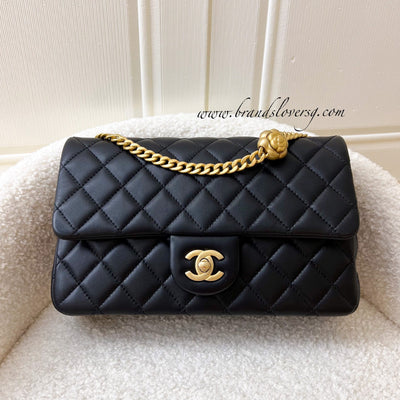 Chanel 23S Camellia Adjustable Chain Small (23.5cm) Flap Bag in Black Lambskin AGHW
