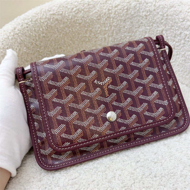 Goyard Plumet Pocket Wallet in Burgundy Goyardine Canvas with Burgundy Trim