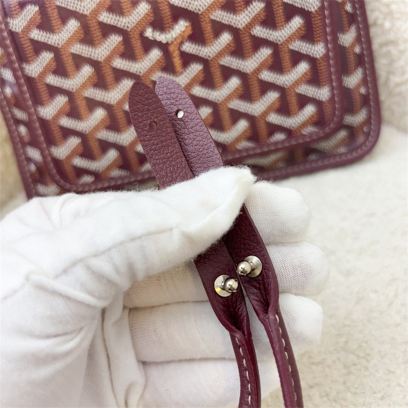 Goyard Plumet Pocket Wallet in Burgundy Goyardine Canvas with Burgundy Trim