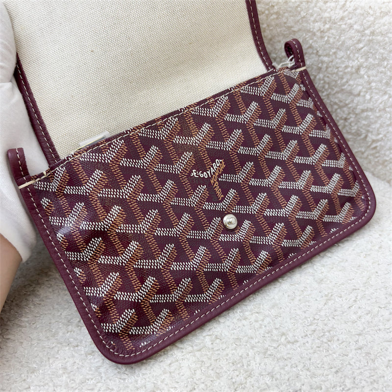 Goyard Plumet Pocket Wallet in Burgundy Goyardine Canvas with Burgundy Trim