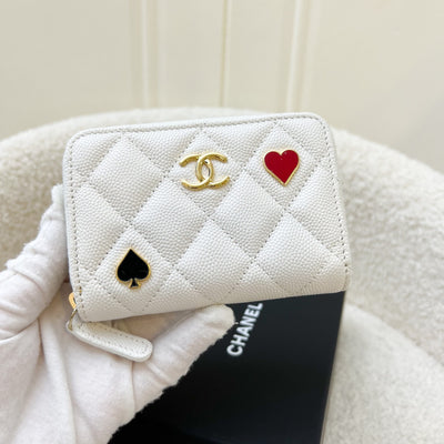 Chanel 23C Zippy Card Holder in White Caviar and GHW