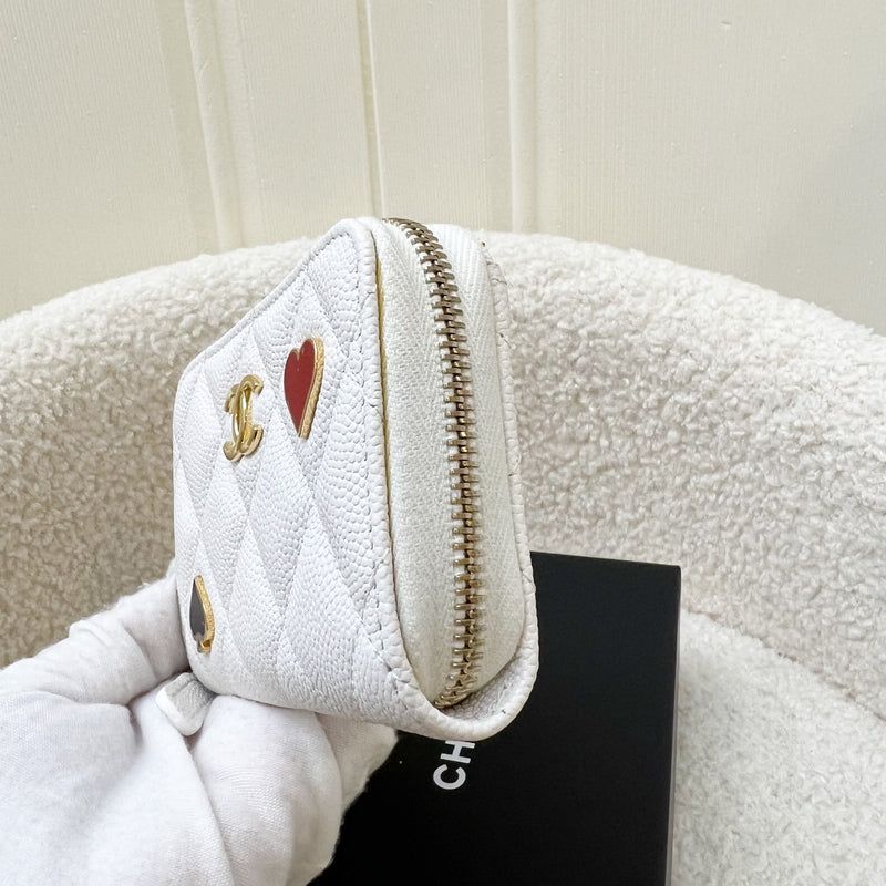 Chanel 23C Zippy Card Holder in White Caviar and GHW