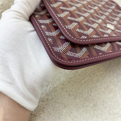 Goyard Plumet Pocket Wallet in Burgundy Goyardine Canvas with Burgundy Trim