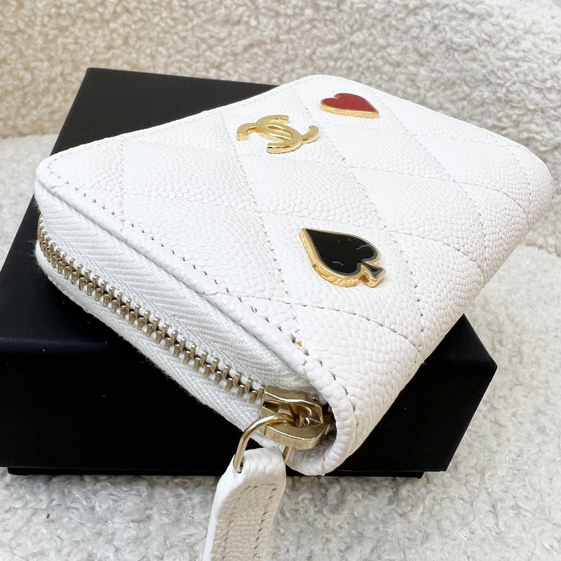 Chanel 23C Zippy Card Holder in White Caviar and GHW