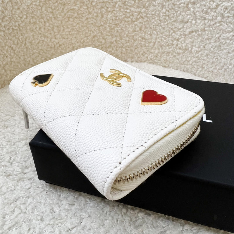 Chanel 23C Zippy Card Holder in White Caviar and GHW