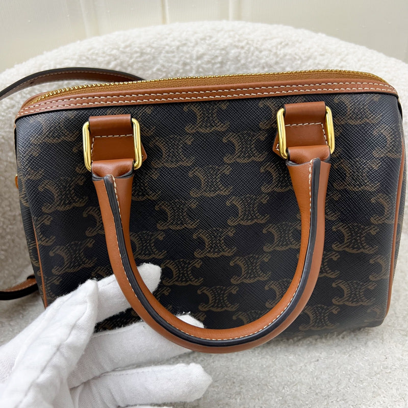 Celine Small Boston in Triomphe Canvas and Calfskin GHW