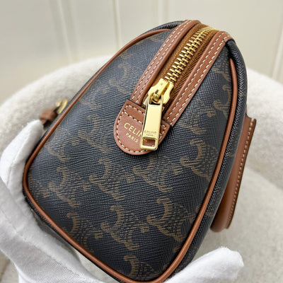 Celine Small Boston in Triomphe Canvas and Calfskin GHW