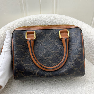 Celine Small Boston in Triomphe Canvas and Calfskin GHW