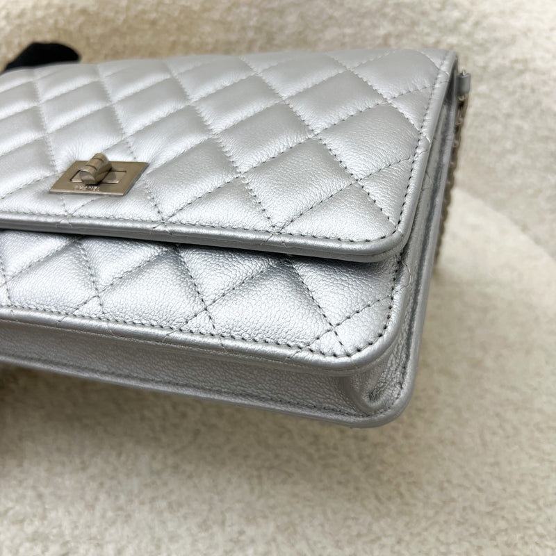 Chanel Reissue Wallet on Chain WOC in Metallic Silver Calfskin and SHW