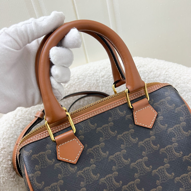 Celine Small Boston in Triomphe Canvas and Calfskin GHW