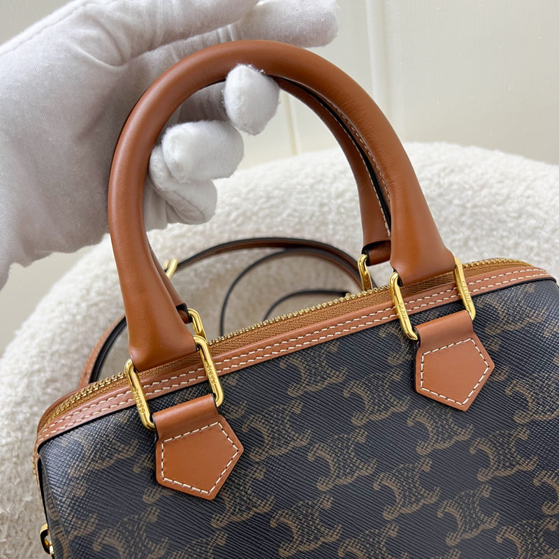 Celine Small Boston in Triomphe Canvas and Calfskin GHW