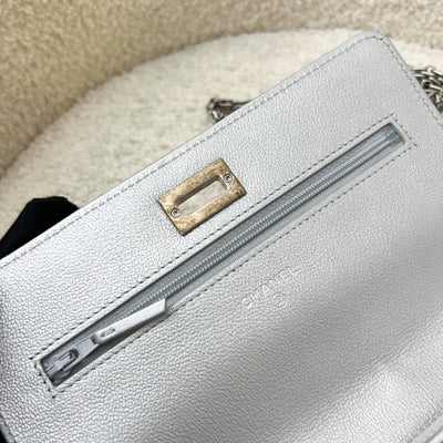 Chanel Reissue Wallet on Chain WOC in Metallic Silver Calfskin and SHW