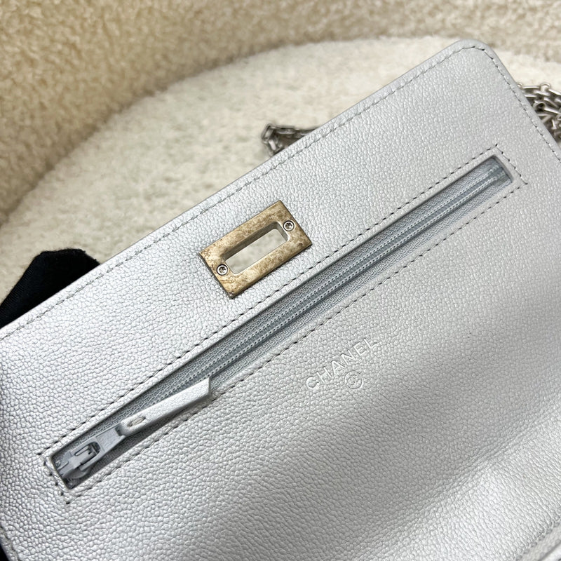 Chanel Reissue Wallet on Chain WOC in Metallic Silver Calfskin and SHW