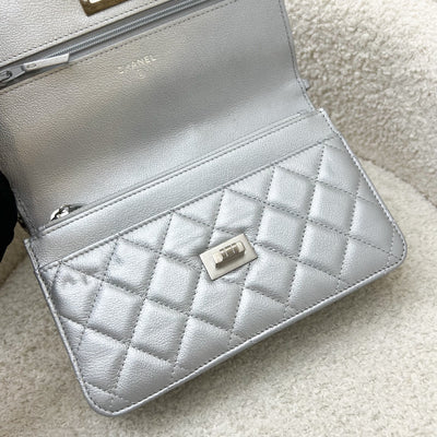 Chanel Reissue Wallet on Chain WOC in Metallic Silver Calfskin and SHW