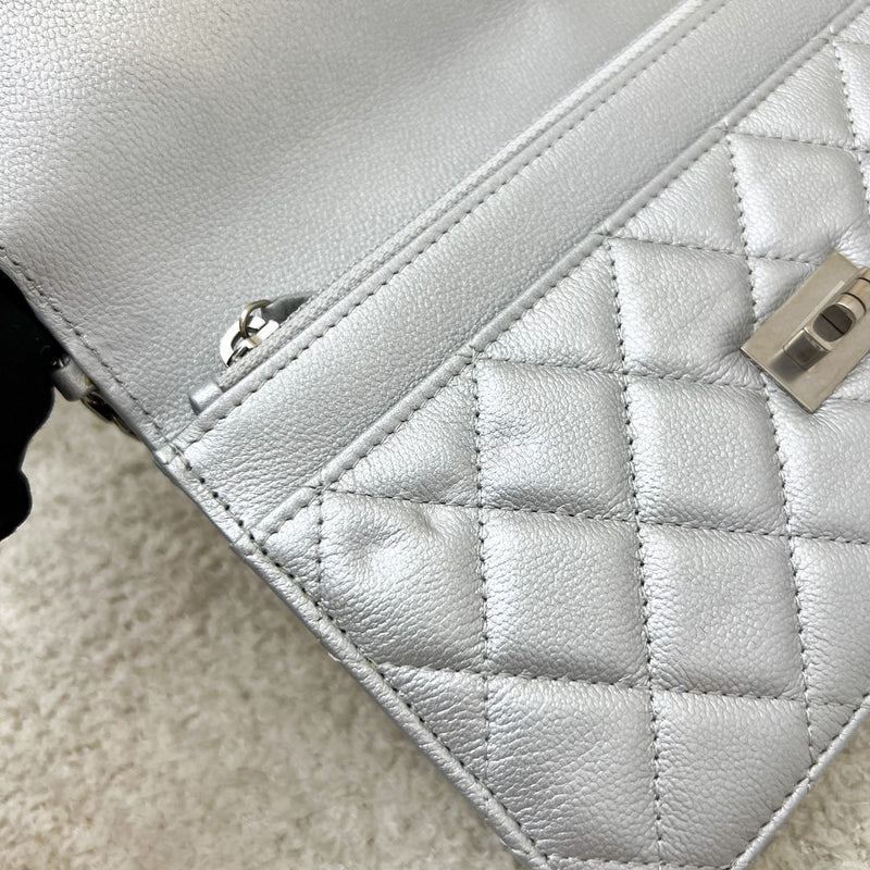 Chanel Reissue Wallet on Chain WOC in Metallic Silver Calfskin and SHW