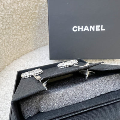 Chanel CC Logo Dangling Earrings studded with Crystals