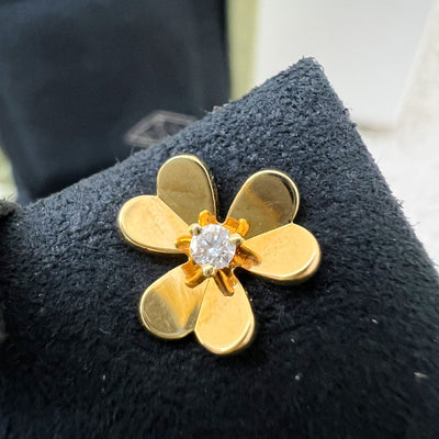Van Cleef & Arpels VCA Frivole Mini Model Earrings with Diamonds in 18K Yellow Gold (Ref: VCARP0J300)