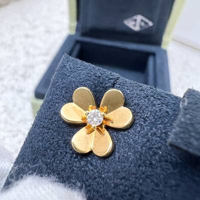 Van Cleef & Arpels VCA Frivole Mini Model Earrings with Diamonds in 18K Yellow Gold (Ref: VCARP0J300)