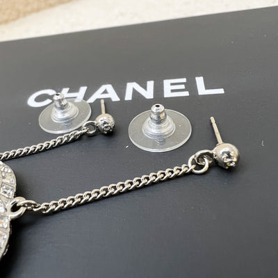 Chanel CC Logo Dangling Earrings studded with Crystals