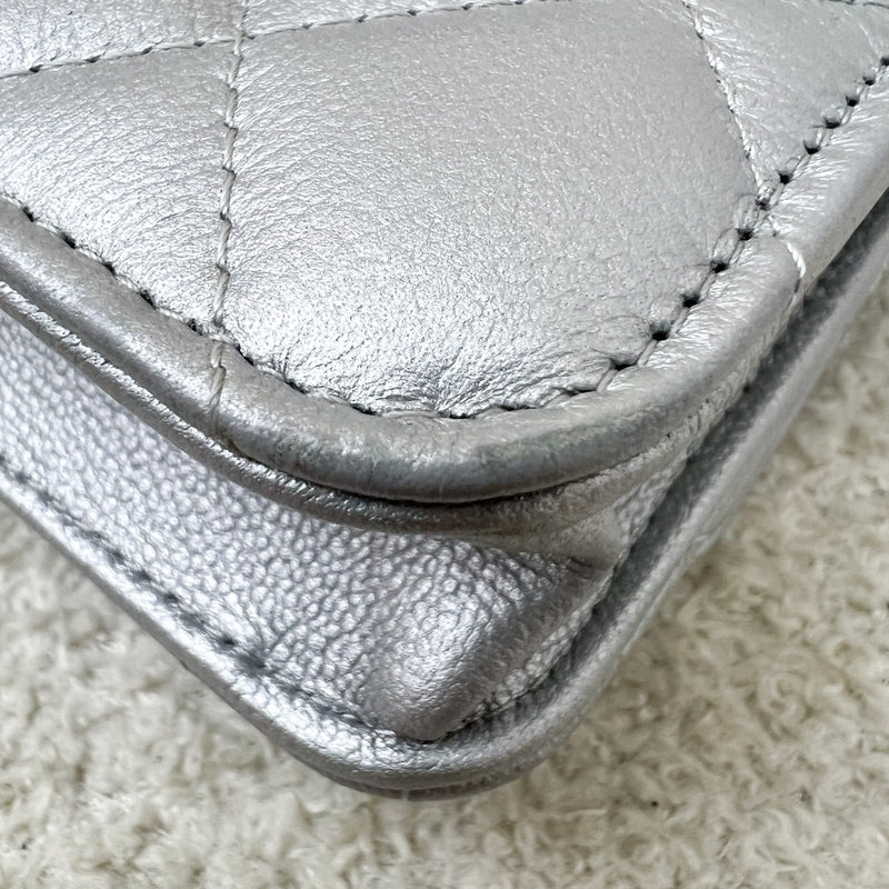 Chanel Reissue Wallet on Chain WOC in Metallic Silver Calfskin and SHW