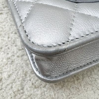 Chanel Reissue Wallet on Chain WOC in Metallic Silver Calfskin and SHW