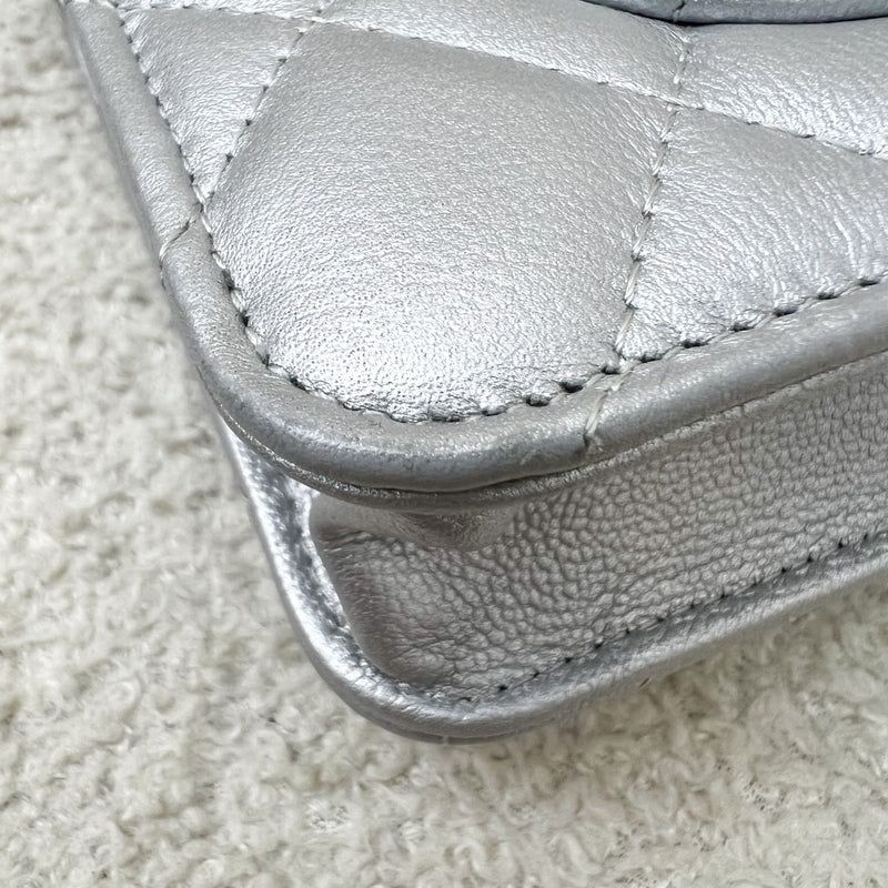 Chanel Reissue Wallet on Chain WOC in Metallic Silver Calfskin and SHW