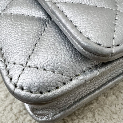 Chanel Reissue Wallet on Chain WOC in Metallic Silver Calfskin and SHW