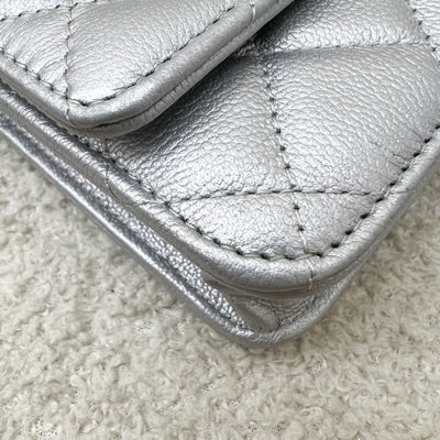 Chanel Reissue Wallet on Chain WOC in Metallic Silver Calfskin and SHW
