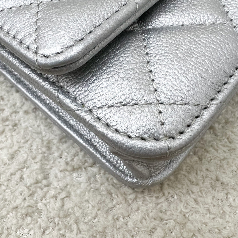 Chanel Reissue Wallet on Chain WOC in Metallic Silver Calfskin and SHW