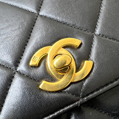 Chanel Vintage Double Pocket Shoulder Bag in Black Lambskin and 24K GHW