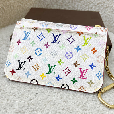 LV Murakami Card Holder / Key Pouch in White Multicolor Canvas and GHW