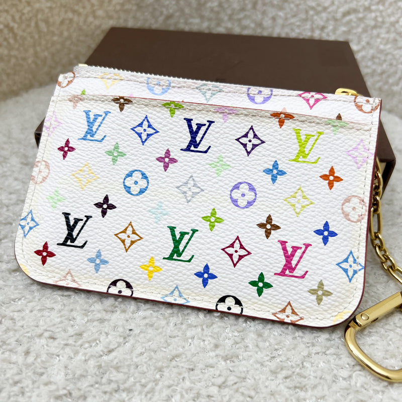 LV Murakami Card Holder / Key Pouch in White Multicolor Canvas and GHW