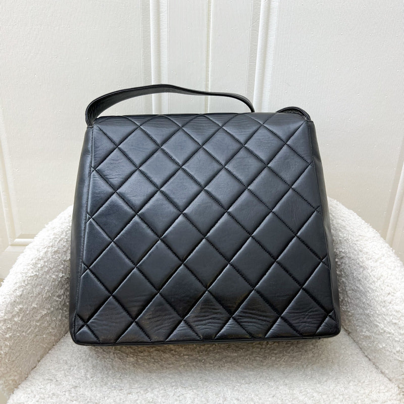 Chanel Vintage Double Pocket Shoulder Bag in Black Lambskin and 24K GHW