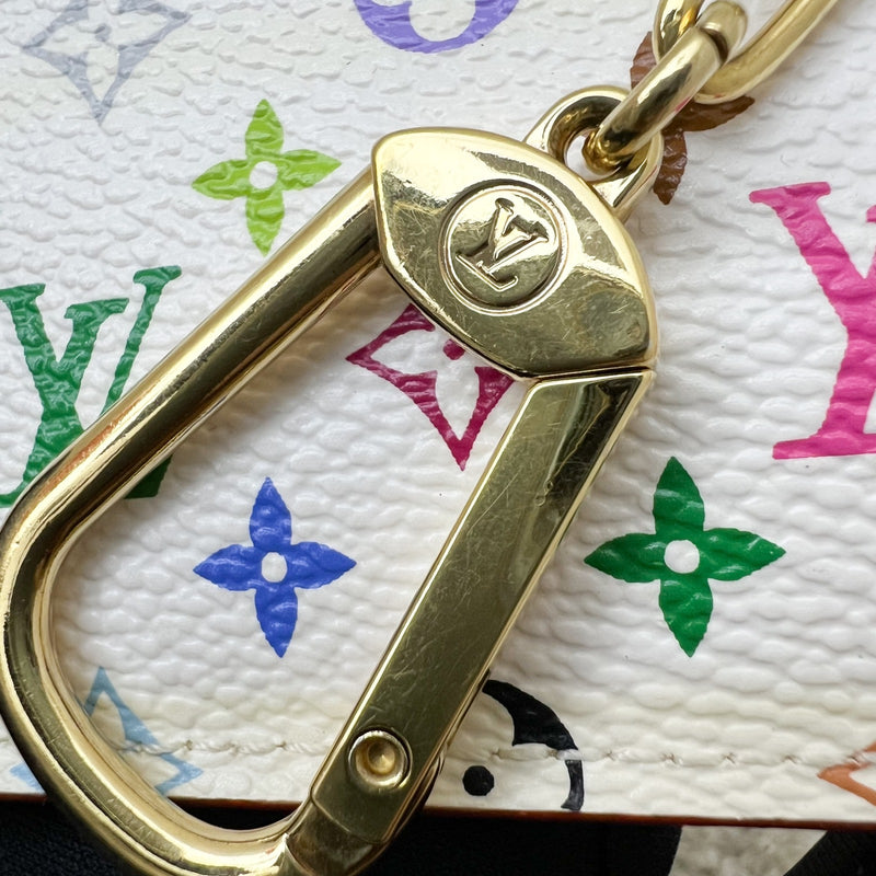 LV Murakami Card Holder / Key Pouch in White Multicolor Canvas and GHW