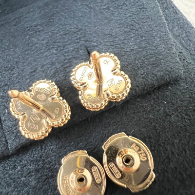 Van Cleef & Arpels VCA Sweet Alhambra Earrings with Carnelian in 18K Rose Gold (Ref: VCARN6BO00)