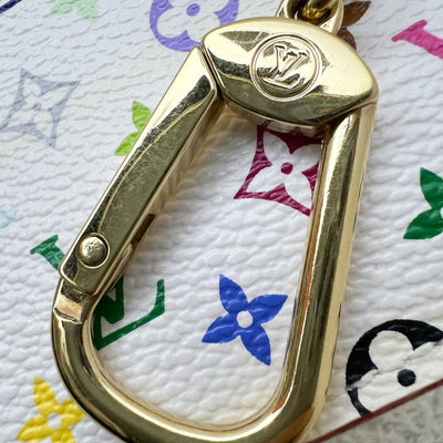 LV Murakami Card Holder / Key Pouch in White Multicolor Canvas and GHW